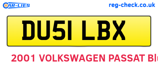 DU51LBX are the vehicle registration plates.