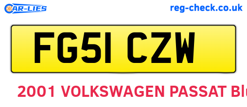 FG51CZW are the vehicle registration plates.