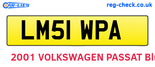 LM51WPA are the vehicle registration plates.