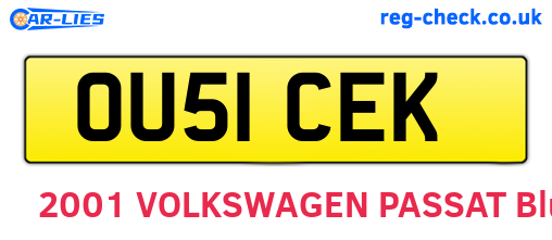 OU51CEK are the vehicle registration plates.