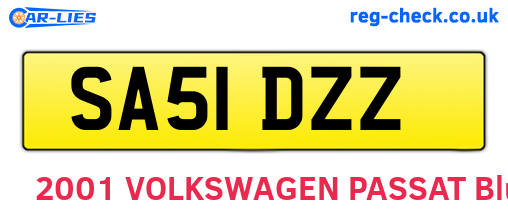 SA51DZZ are the vehicle registration plates.