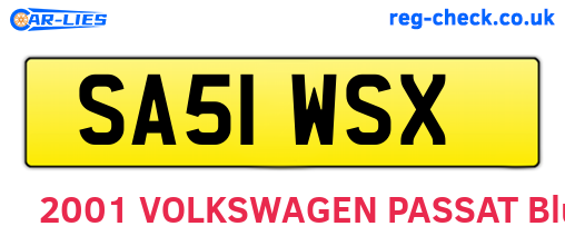 SA51WSX are the vehicle registration plates.