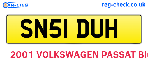 SN51DUH are the vehicle registration plates.