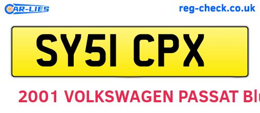 SY51CPX are the vehicle registration plates.
