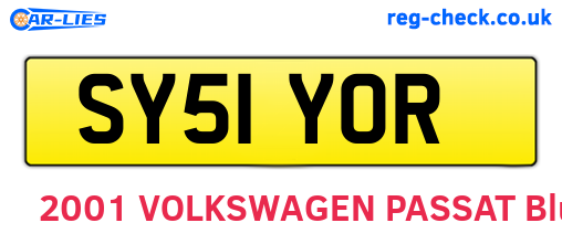 SY51YOR are the vehicle registration plates.