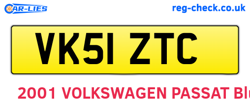 VK51ZTC are the vehicle registration plates.