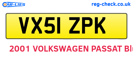 VX51ZPK are the vehicle registration plates.