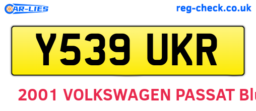 Y539UKR are the vehicle registration plates.
