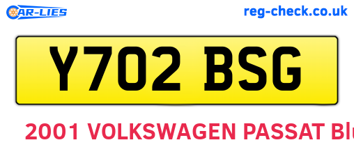 Y702BSG are the vehicle registration plates.