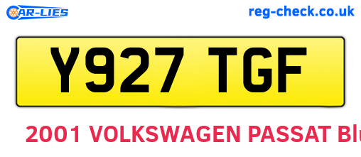 Y927TGF are the vehicle registration plates.
