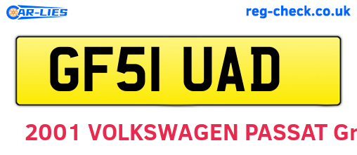 GF51UAD are the vehicle registration plates.