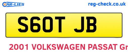 S60TJB are the vehicle registration plates.