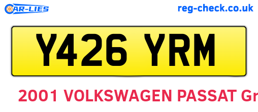 Y426YRM are the vehicle registration plates.