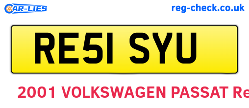 RE51SYU are the vehicle registration plates.