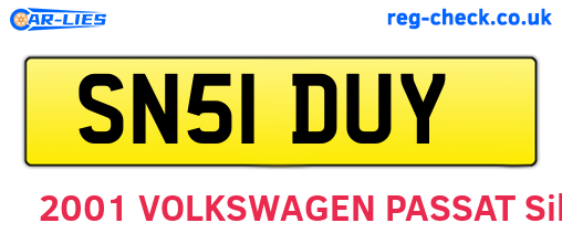 SN51DUY are the vehicle registration plates.