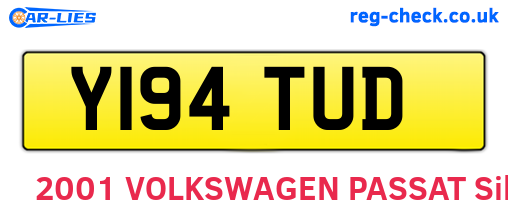Y194TUD are the vehicle registration plates.