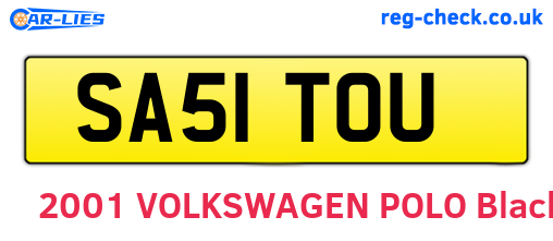 SA51TOU are the vehicle registration plates.
