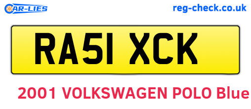 RA51XCK are the vehicle registration plates.