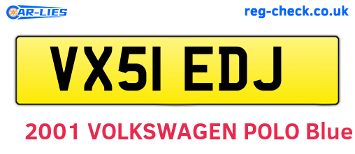 VX51EDJ are the vehicle registration plates.