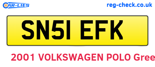 SN51EFK are the vehicle registration plates.