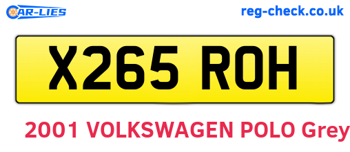 X265ROH are the vehicle registration plates.