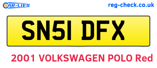 SN51DFX are the vehicle registration plates.