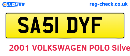 SA51DYF are the vehicle registration plates.