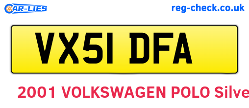VX51DFA are the vehicle registration plates.