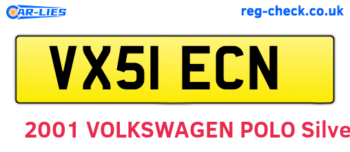 VX51ECN are the vehicle registration plates.