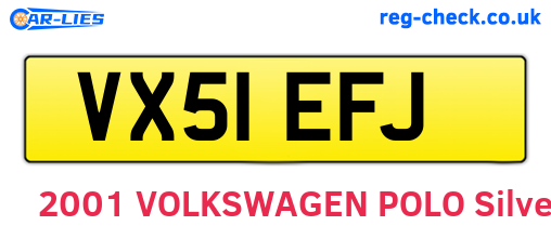 VX51EFJ are the vehicle registration plates.