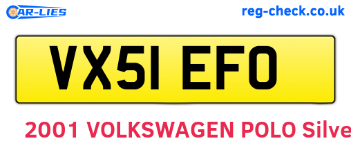 VX51EFO are the vehicle registration plates.
