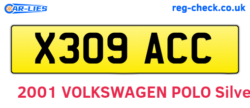 X309ACC are the vehicle registration plates.