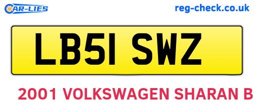 LB51SWZ are the vehicle registration plates.