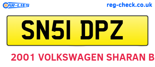 SN51DPZ are the vehicle registration plates.