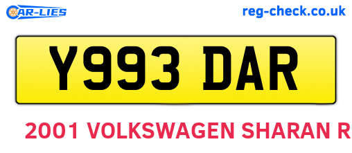 Y993DAR are the vehicle registration plates.