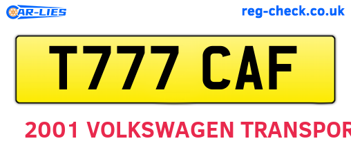 T777CAF are the vehicle registration plates.