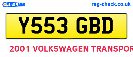 Y553GBD are the vehicle registration plates.