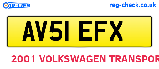 AV51EFX are the vehicle registration plates.