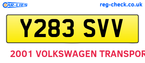 Y283SVV are the vehicle registration plates.