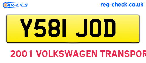 Y581JOD are the vehicle registration plates.