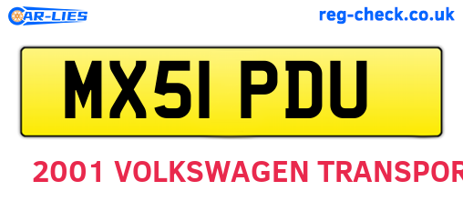 MX51PDU are the vehicle registration plates.