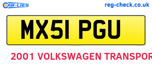 MX51PGU are the vehicle registration plates.