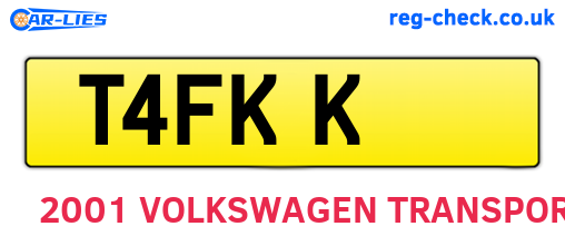 T4FKK are the vehicle registration plates.