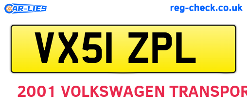 VX51ZPL are the vehicle registration plates.