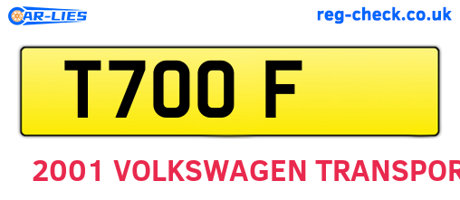 T7OOF are the vehicle registration plates.