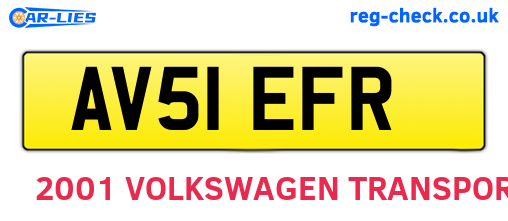 AV51EFR are the vehicle registration plates.