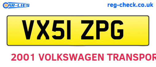 VX51ZPG are the vehicle registration plates.