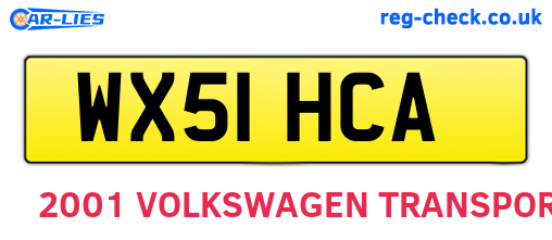 WX51HCA are the vehicle registration plates.