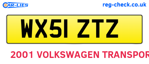 WX51ZTZ are the vehicle registration plates.