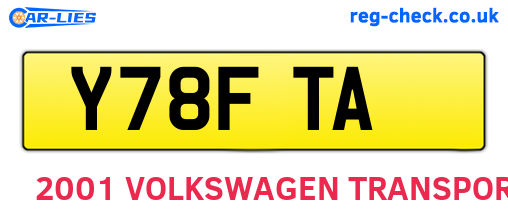 Y78FTA are the vehicle registration plates.